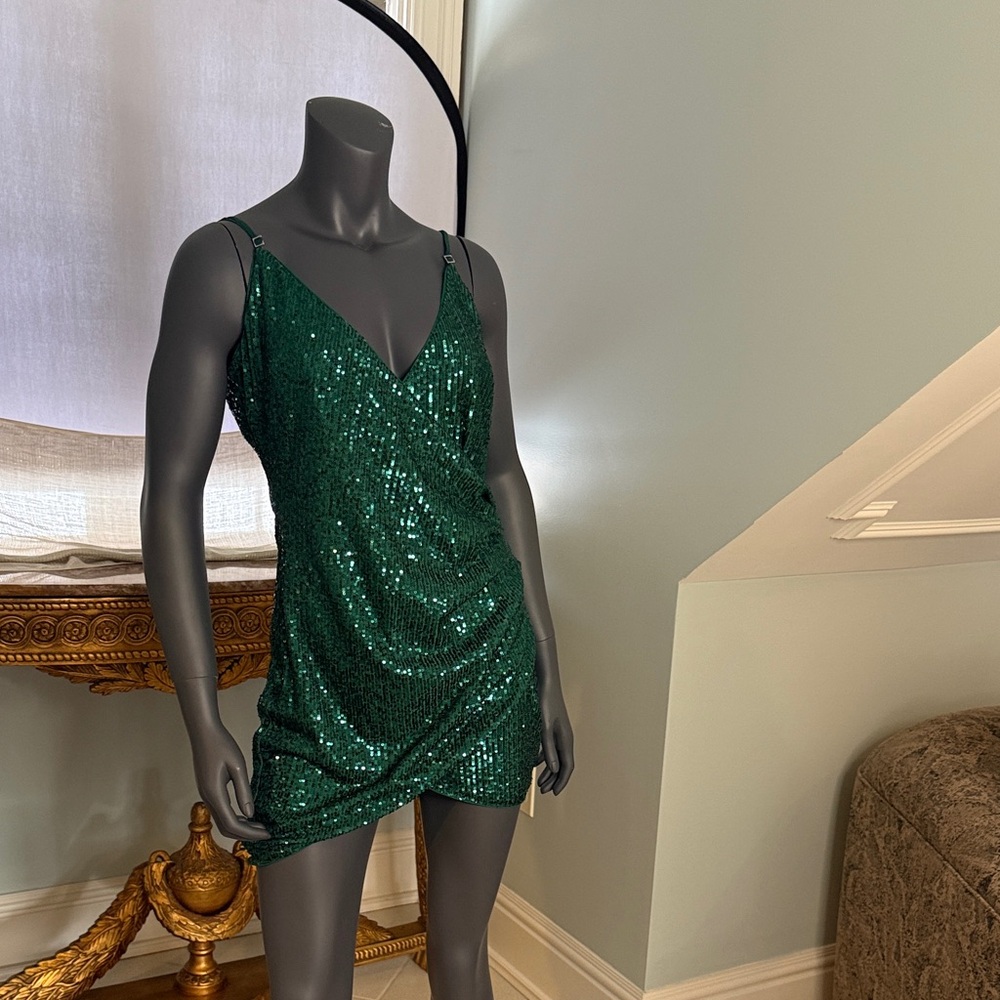 Green Sequin Mini Dress